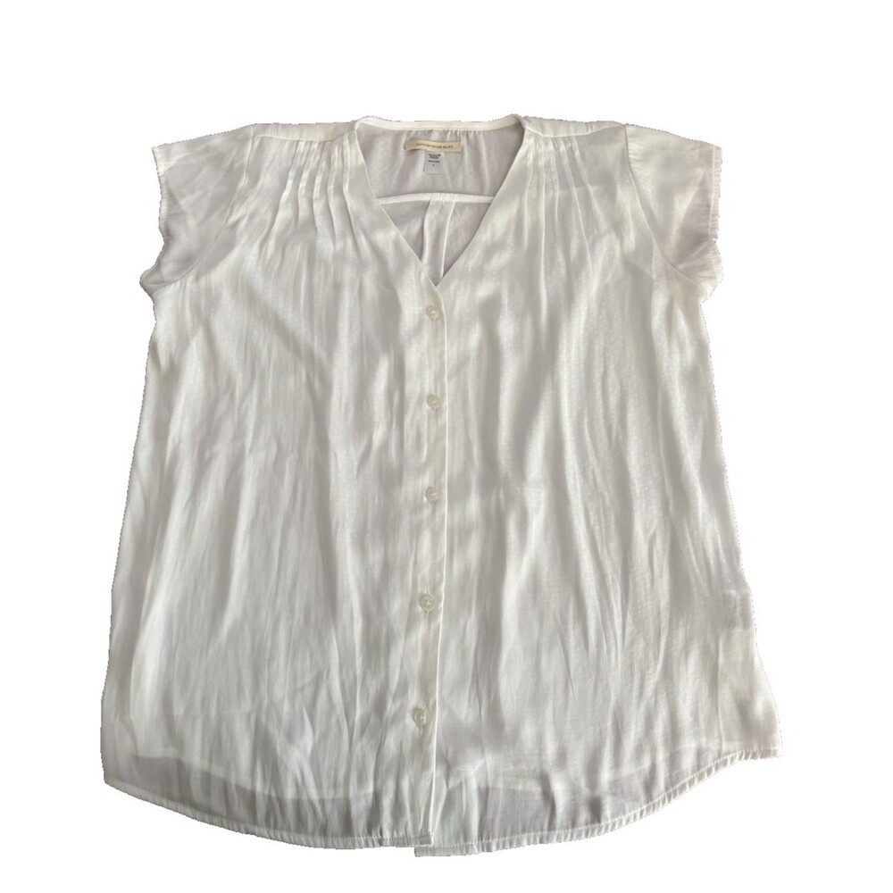 Canyon River Blues White Short sleeve Button Down Blouse Women's Size L